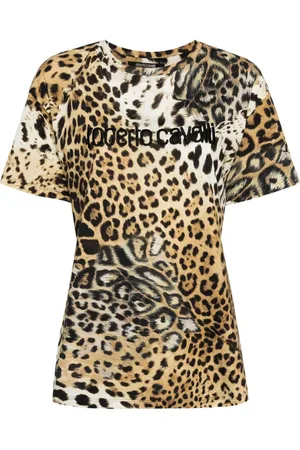 Roberto Cavalli Playera con estampado de leopardo