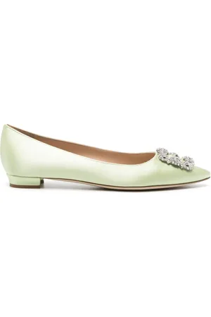 Manolo Blahnik Flats Hangisi con apliques de cristal