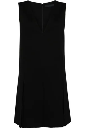 JUUN.J Vestido corto con diseño plisado y cuello en V