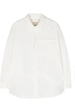 DOUUOD KIDS Camisa seersucker con hombros caídos