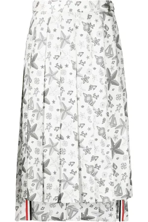 Thom Browne Falda plisada con mar estampado