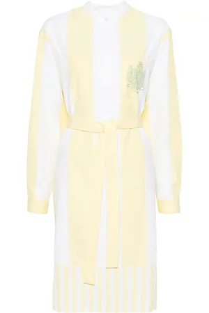 Maison Kitsuné Vestido midi de tejido seersucker