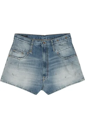 R13 Shorts de mezclilla con manchas estampadas