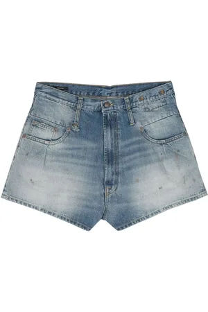 R13 Shorts de mezclilla con manchas estampadas