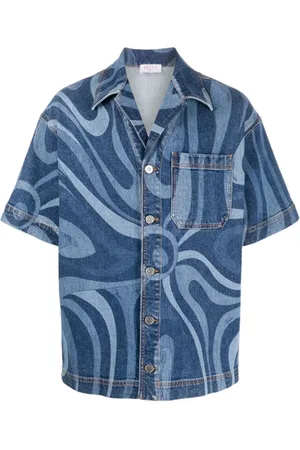 Puccini Camisa de mezclilla con estampado Marmo