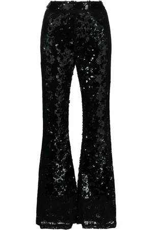 Cynthia Rowley Pantalones acampanados con tiro alto y lentejuelas
