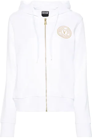 VERSACE Hoodie con logo bordado y cierre