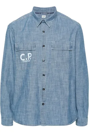 C.P. Company Camisa de tejido cambray con logo estampado