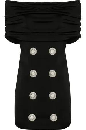 Balmain Vestido corto con diseño drapeado y hombros descubiertos