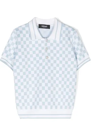VERSACE Playera tipo polo con motivo de cuadros