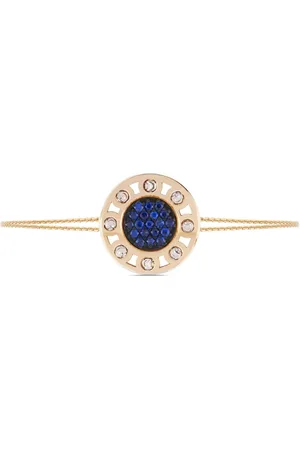 Officina Bernardi Pulsera SenzaTempo grande en oro amarillo de 18kt con zafiros y diamantes