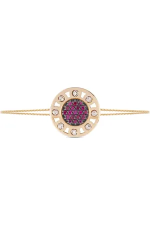 Officina Bernardi Pulsera SenzaTempo pequeña en oro amarillo de 18kt con diamantes y rubíes