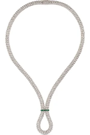 Officina Bernardi Collar Enigma X en oro blanco de 18kt con esmeraldas