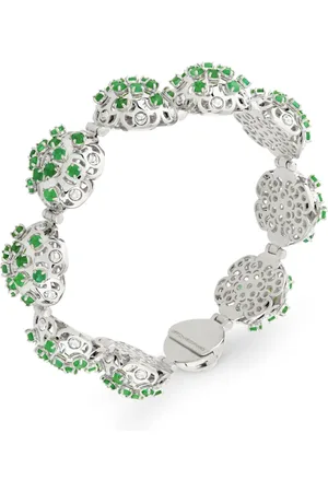 Officina Bernardi Pulsera Damasco en oro blanco de 18kt con esmeralda