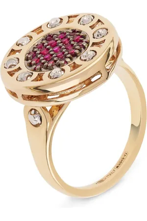 Officina Bernardi Anillo Sequence pequeño en oro amarillo de 18kt con diamante y rubíes
