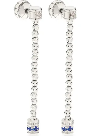 Officina Bernardi Aretes Moon en oro blanco de 18kt con zafiros