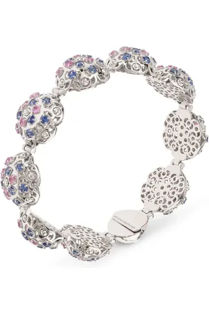 Officina Bernardi Pulsera Damasco en oro blanco de 18kt con zafiros