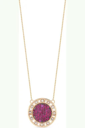 Officina Bernardi Collar SenzaTempo grande en oro amarillo de 18kt con diamantes y rubíes