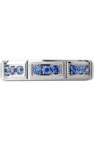 Officina Bernardi Anillo Lumen en oro blanco de 18kt con zafiro