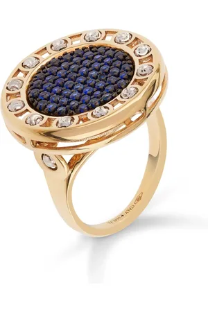 Officina Bernardi Anillo SenzaTempo en oro amarillo de 18kt con diamantes y zafiro