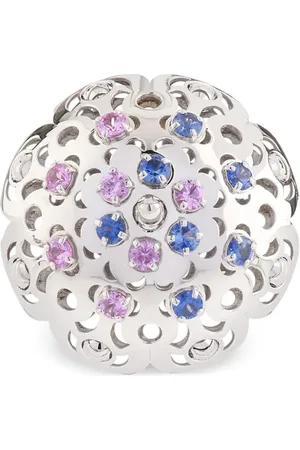 Officina Bernardi Collar Damasco grande en oro blanco de 18kt con zafiro