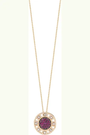 Officina Bernardi Collar SenzaTempo pequeño en oro amarillo de 18kt con diamantes y rubíes