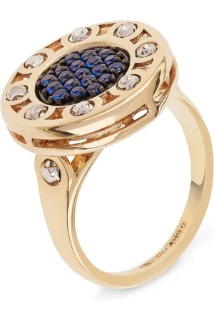 Officina Bernardi Anillo SenzaTempo pequeño en oro amarillo de 18kt con diamantes y zafiro