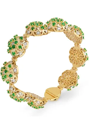 Officina Bernardi Pulsera Damasco en oro amarillo de 18kt con esmeraldas