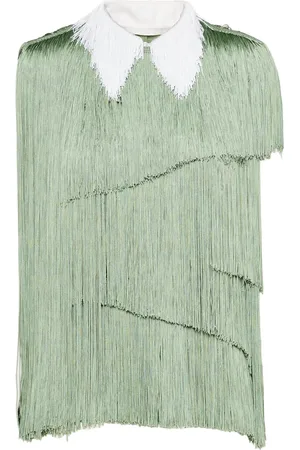 Prada Blusa de organza con flecos