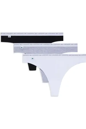 Lacoste Set de tres tangas con logo en la pretina