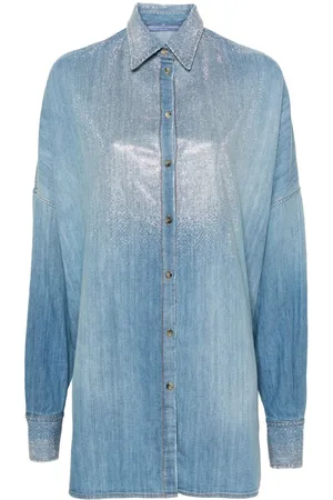 ERMANNO SCERVINO Camisa de mezclilla con detalles de strass
