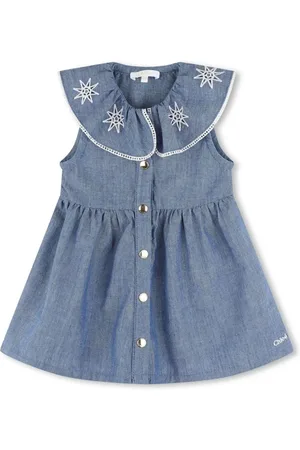 Chloé Vestido de chambray con estrellas bordadas