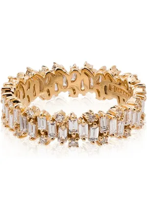 Suzanne Kalan Anillo Baguette en oro amarillo de 18Kt con diamantes