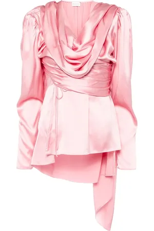 MAGDA BUTRYM Blusa de seda drapeada manga larga