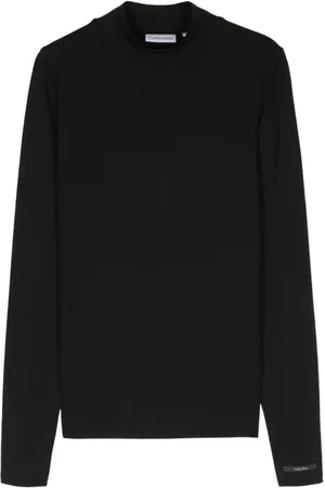 Calvin Klein Top de canalé con cuello alto