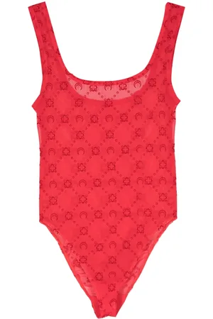 Marine Serre Body de malla con monograma afelpado