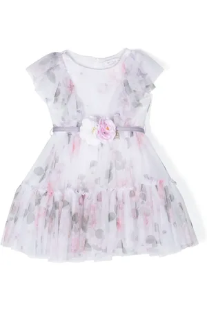 MONNALISA Vestido de tul con rosas estampadas