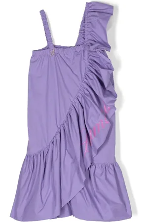 MISS BLUMARINE Vestido con logo estampado y volantes