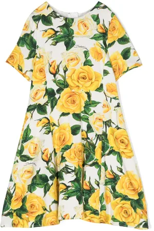 Dolce & Gabbana Vestido acampanado con rosa estampada