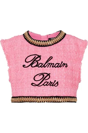 Balmain Top corto con logo bordado