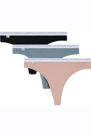 Lacoste Set de tres tangas con logo en la pretina