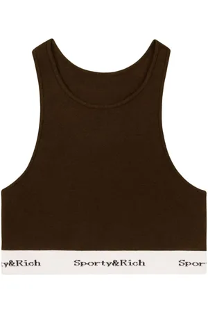 Sporty & Rich Top corto de canalé con logo