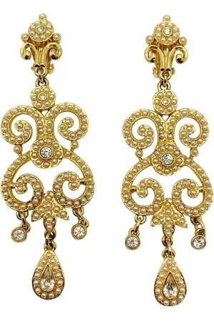 JENNIFER GIBSON JEWELLERY Vintage statement seed pearl droplet earrings 1990s