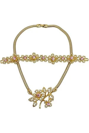 Givenchy Set de pulsera y collar con detalles de cristal 1980
