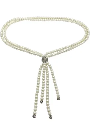 JENNIFER GIBSON JEWELLERY Vintage pearl and crystal tassel sautoir necklace 1980s