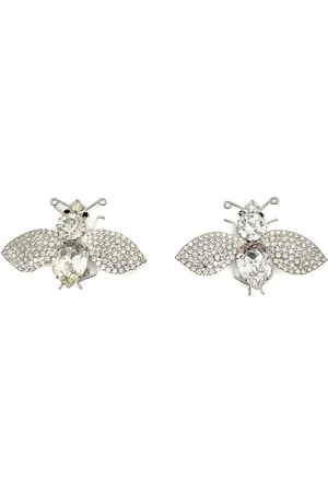 JENNIFER GIBSON JEWELLERY Vintage Statement Crystal Bee Earrings 1980s