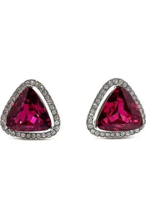 JENNIFER GIBSON JEWELLERY Vintage Pink Trillion Crystal Earrings 1970s