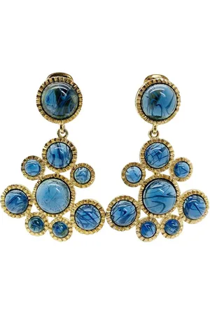 Kenneth Jay Lane Vintage KJL Flawed Sapphire Earrings 1980s