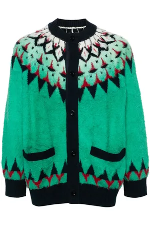 SACAI Cárdigan con cinturón y motivo en jacquard