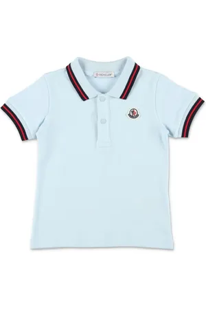 Moncler Playera tipo polo de piqué con bordes a rayas